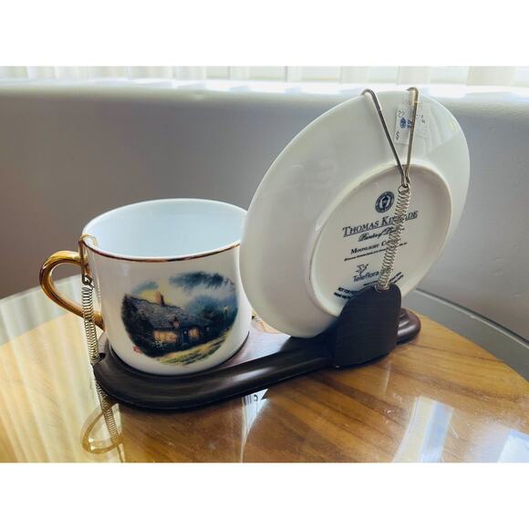 Thomas Kinkade Moonlight Cottage Decoarative Cup & Saucer Set Home Decor - Picture 2 of 10
